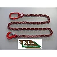 2m Cadena forestal redondo 8mm Grad 80 con Ovalado Aufhaengeglied y Ganchos de deslizamiento 8mm con Trampa